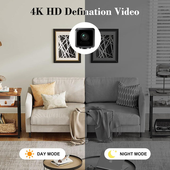 Mini-Kamera, 4K HD WLAN Überwachungskamera Innen Für Live Übertragung Handy APP, Kleine WiFi Camera