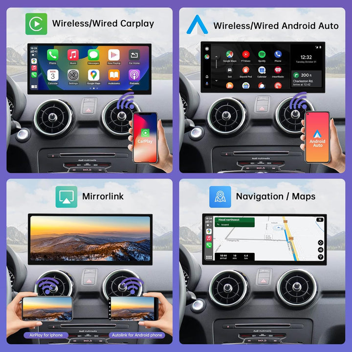 Road Top 12,3 Zoll Ultraschmaler Autoradio CarPlay für Audi A1 (2012-2018) | Linux HD Touchscreen, W
