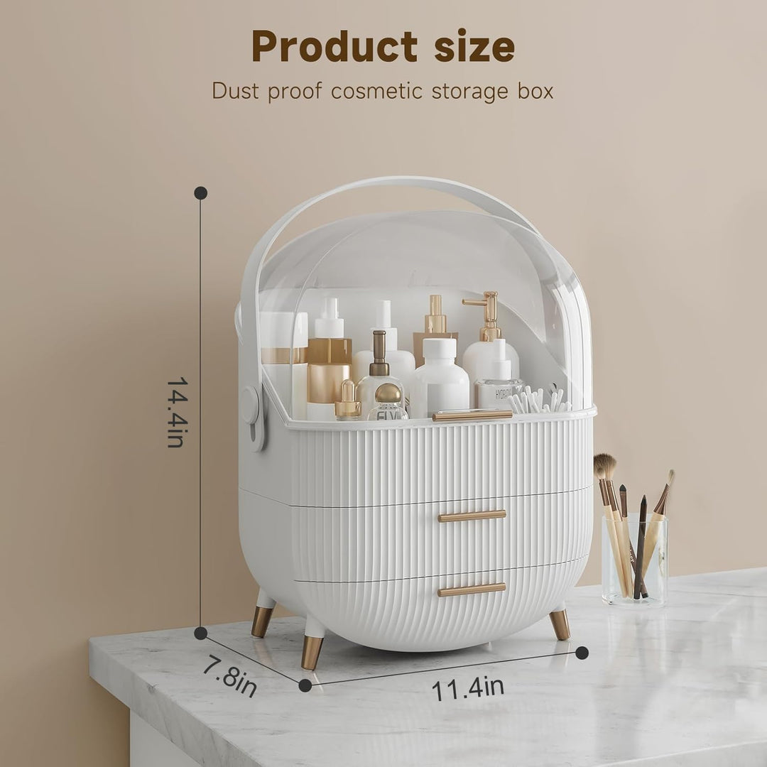 Make up Organizer Aufbewahrungsbox, Kosmetik Vitrine mit Transparentem Deckel, Staubdichte Kosmetik