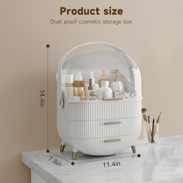 Make up Organizer Aufbewahrungsbox, Kosmetik Vitrine mit Transparentem Deckel, Staubdichte Kosmetik