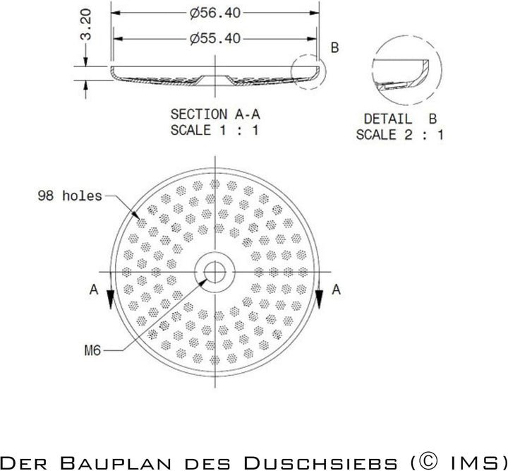 IMS Competition Präzisionssieb SI200NT | SI 200 NT | Nuova Simonell | Brugnetti Aurora | Duschsieb |