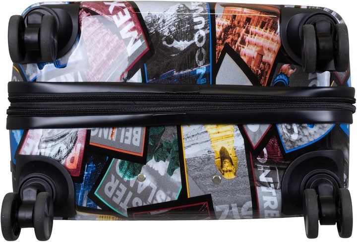 Trendyshop365 City Koffer Hartschale mittelgross 67 cm - bunt Motiv Weltreise 4 Räder Citykoffer - G