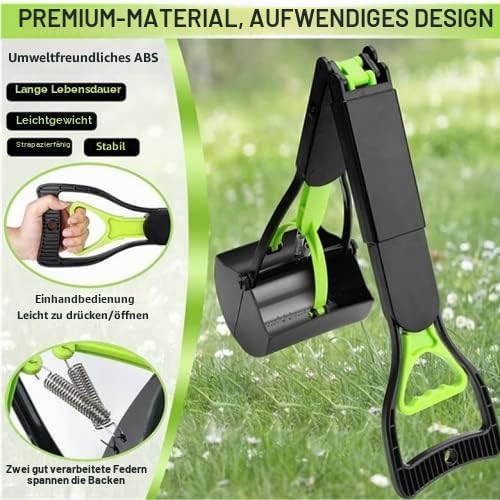 Grosser Hundekotschaufel 80 cm Extra langer Griff faltbarer Kotenentferner Greifer Picker für den Au
