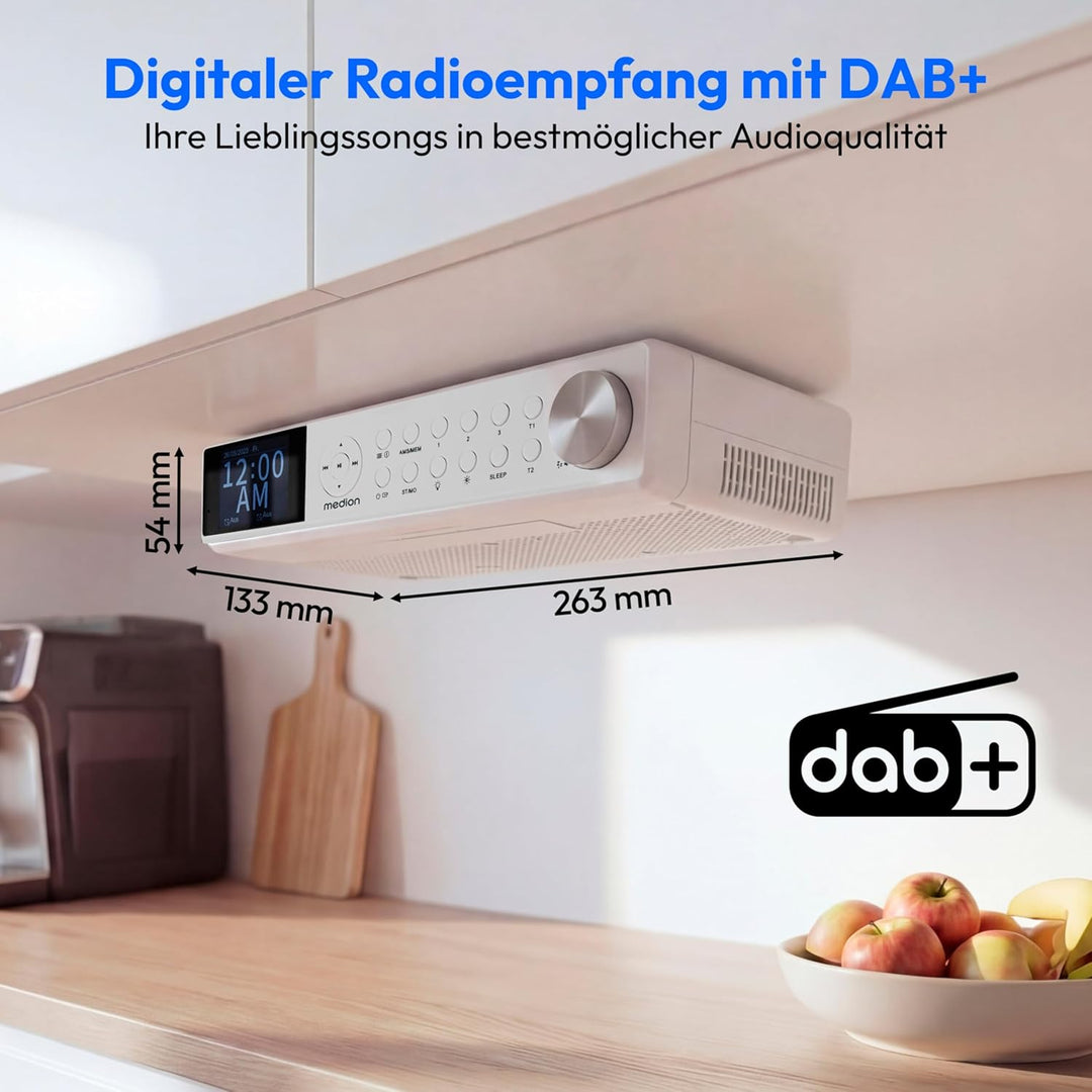 MEDION P66750 Küchen Unterbauradio (DAB+ Küchenradio, PLL UKW Radio, dimmbares TFT Farbdisplay, Koch