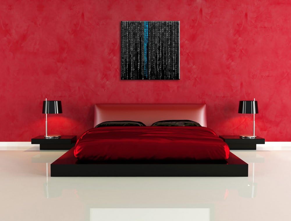 Matrix Zahlen schwarz/weiss, Format: 70x70 auf Leinwand, XXL riesige Bilder fertig gerahmt mit Keilr