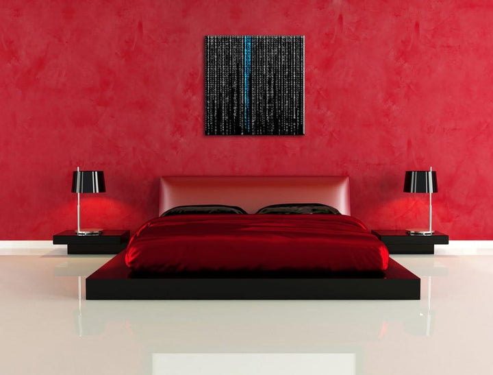 Matrix Zahlen schwarz/weiss, Format: 70x70 auf Leinwand, XXL riesige Bilder fertig gerahmt mit Keilr