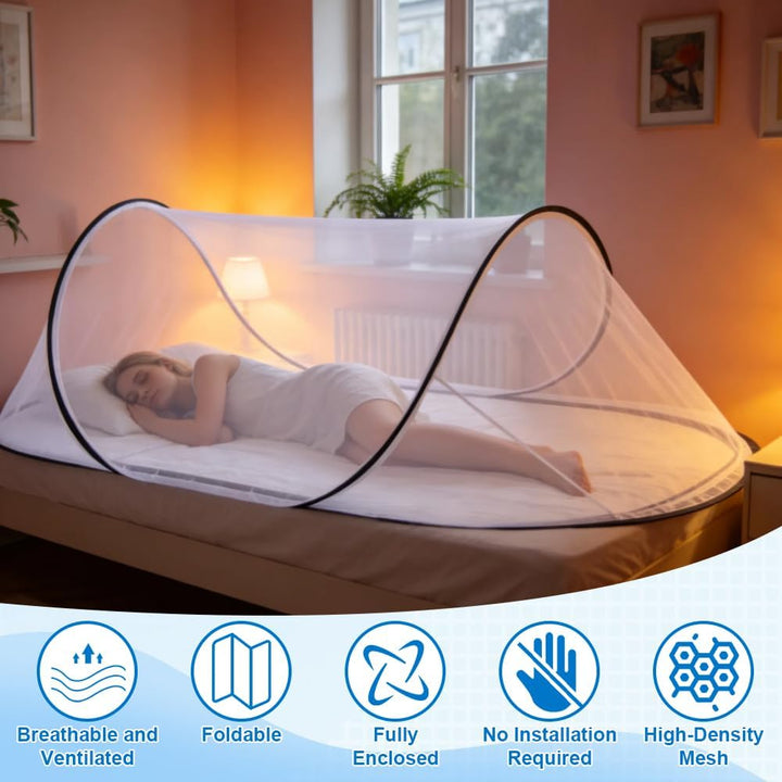 Moskitonetz Pop Up, 200 x 80 x 56 cm Faltbares Moskitonetz, Tragbares Moskitozelt mit Transportbeute