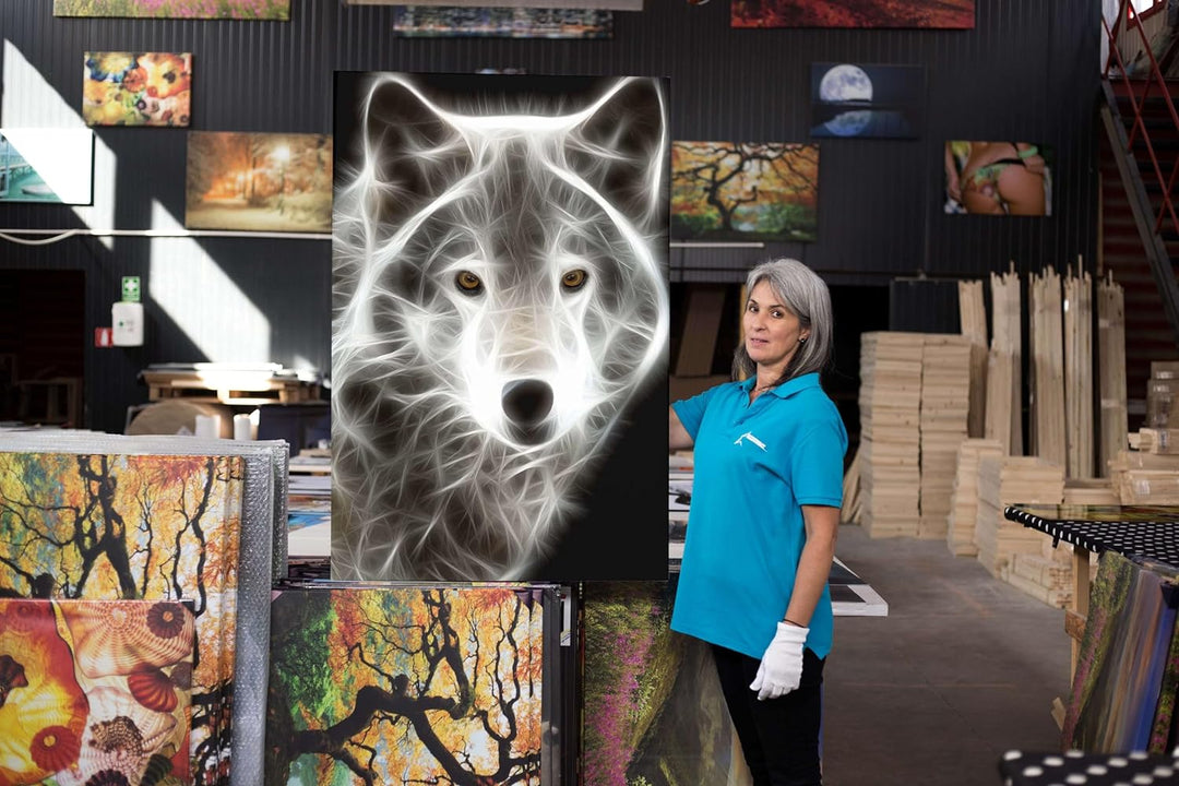 Startonight Bilder Weisser Wolf, Leinwandbilder Moderne Kunst, Tiere Wanddeko Kunstdrucke, Wandbilde