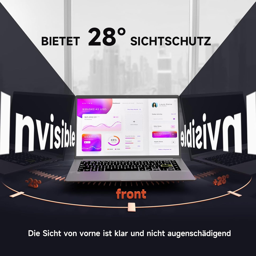 Mamol Sichtschutz 17 Zoll Blickschutzfilter für 16:10 Laptop, Blickschutzfolie Laptop Screen Filter