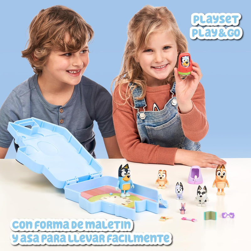 Bluey - Collector Case mit Figuren, Sammelbox für Welpen, 6 Figuren aus der Zeichnungsserie für Kind