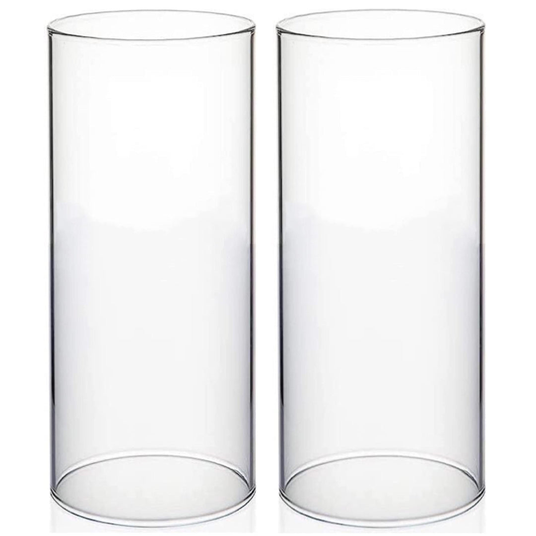 Set mit 2 zylindrischen Kerzenhaltern aus Glas, Kerzenhalter aus Glas ohne Boden, transparenter Kerz
