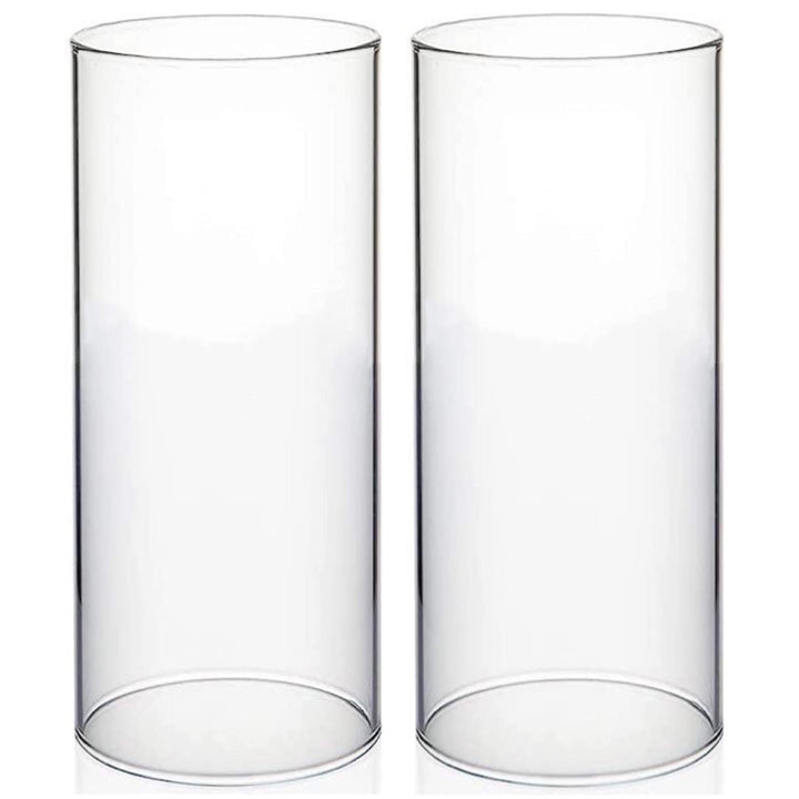 Set mit 2 zylindrischen Kerzenhaltern aus Glas, Kerzenhalter aus Glas ohne Boden, transparenter Kerz