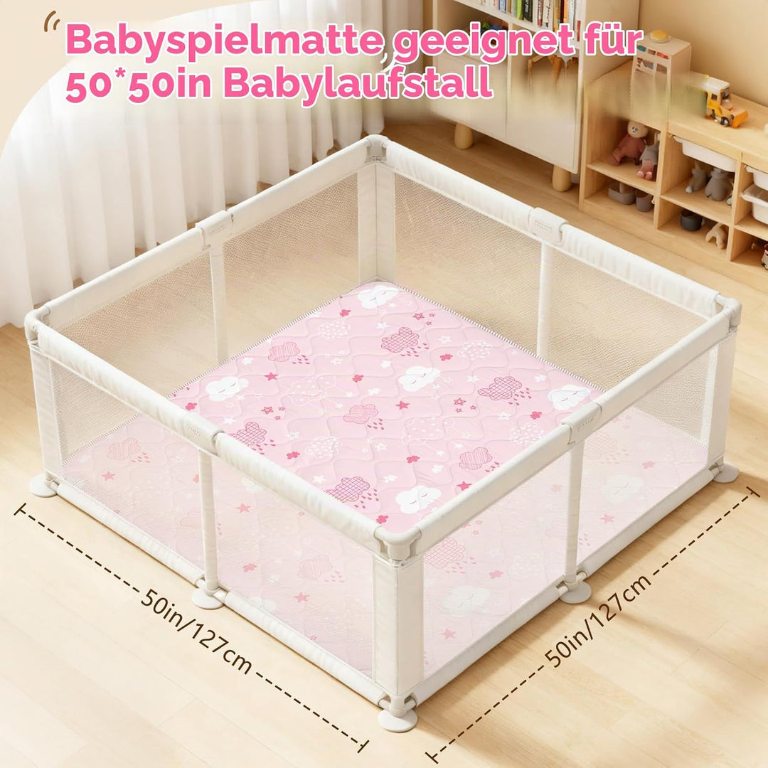 Krabbelmatt Baby 127x127cm,Faltbar Spielmatte Baby,Weiche Dicke Krabbeldecke maschinenwaschbare für