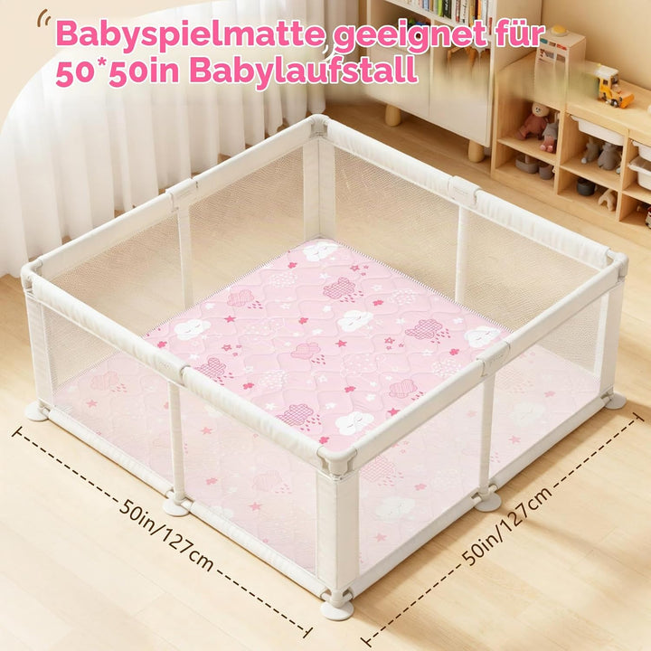 Krabbelmatt Baby 127x127cm,Faltbar Spielmatte Baby,Weiche Dicke Krabbeldecke maschinenwaschbare für
