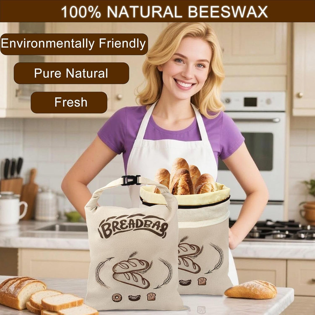 Bienenwachs Brotbeutel für Sauerteig, Grosser Wiederverwendbarer Brotbeutel mit Bienenwachs und Lein