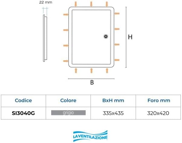 Die Belüftung si3040g-y Revisionsklappe aus ABS, grau, 320 x 420 mm Grau 320 x 420 mm Für den Einbau