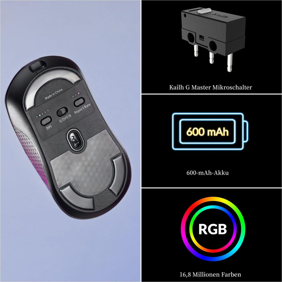 Keychron M3 Kabellose Gaming Maus | Tri-Mode 2,4G/Bluetooth 5.1/USB-C | PAW3395-Sensor mit 26.000 DP