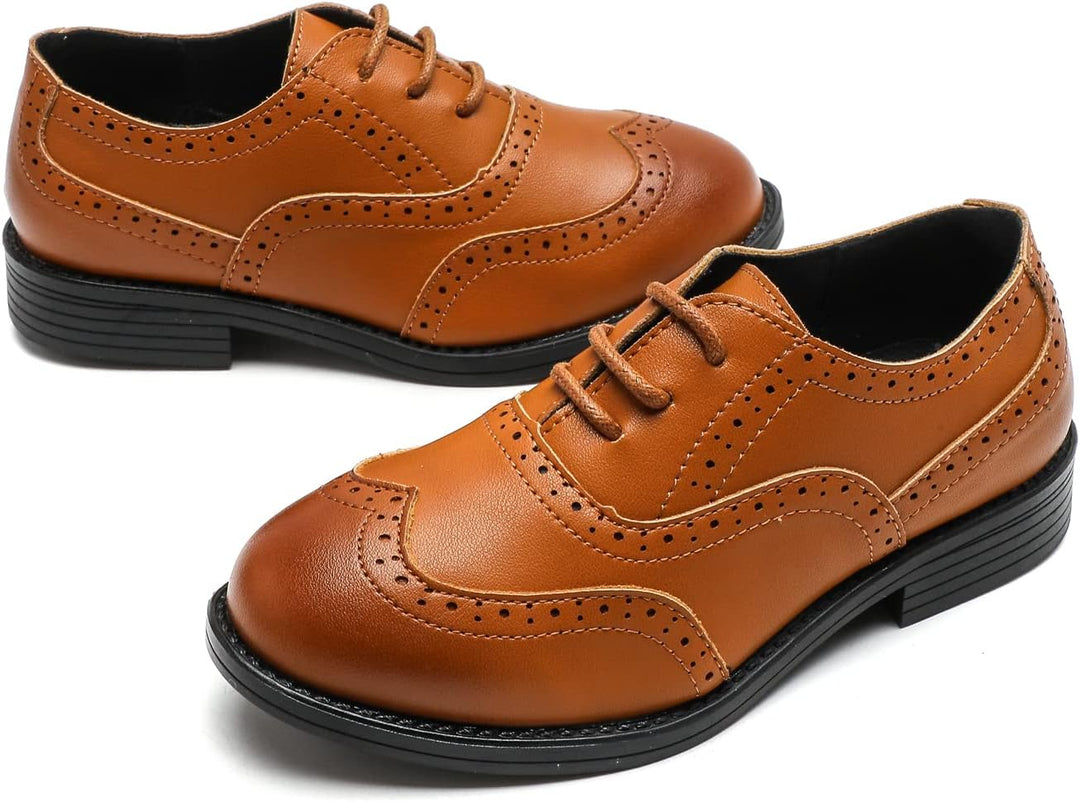 DADAWEN Jungen Schnürhalbschuhe Schule Uniformschuhe Anzugschuhe 27 EU Gelb, 27 EU Gelb