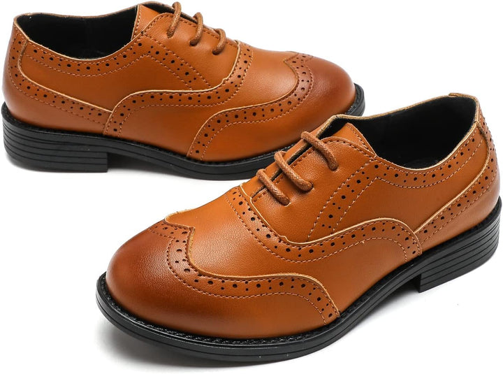 DADAWEN Jungen Schnürhalbschuhe Schule Uniformschuhe Anzugschuhe 27 EU Gelb, 27 EU Gelb