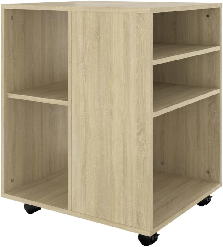 Rollschrank Sonoma-Eiche 60x53x72 cm Holzwerkstoff Rollcontainer mit Regalen Mobiler Aktenschrank mi