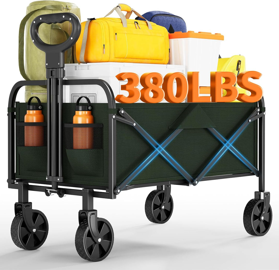 Robuster Faltwagen 220 l Tragkraft 172 kg Grün | Robuster Allzweckwagen Tragkraft, zusammenklappbar,