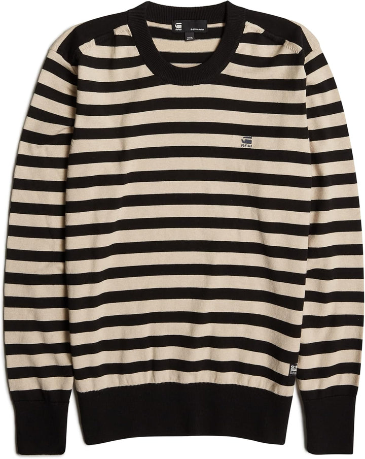 G-Star RAW Herren Stripe Knitted Pullover Knits L Mehrfarben (Dk Black/Whitebait Stripe D25155-d840-