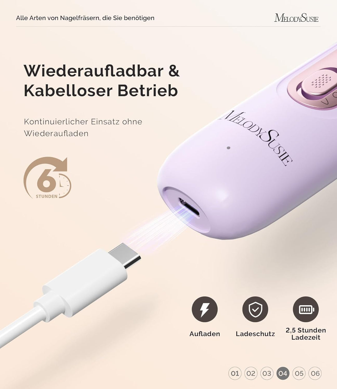 MelodySusie Professionelles Pediküre Set, PC760G 8 in 1 Elektrischer Nagelfräser mit 5 Geschwindigke