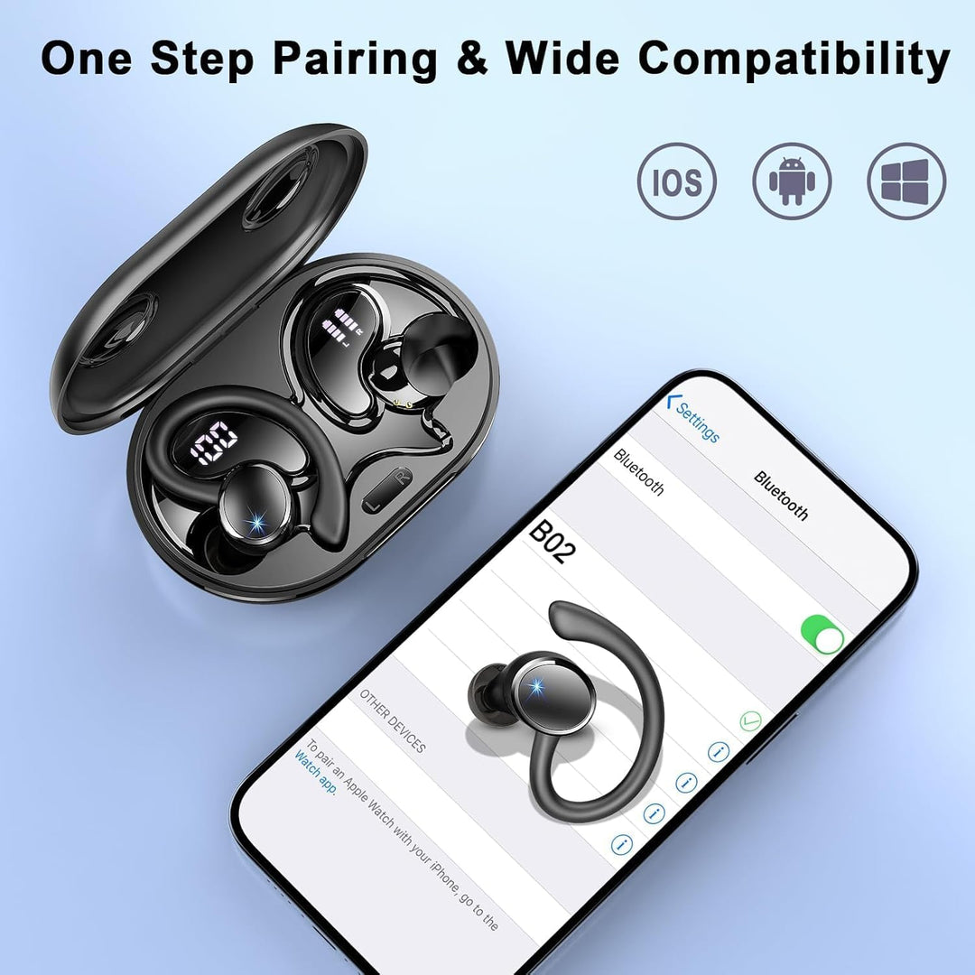 2026 Bluetooth Kopfhörer Sport, Kopfhörer Kabellos Bluetooth 5.4 Hi-Fi Stereo, IP7 Wasserdicht Kabel