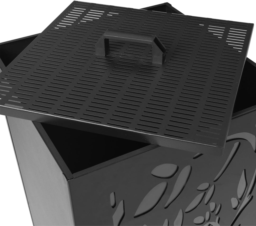 IDMarket - Pelletbehälter 55kg schwarz Pelletspeicher Pelletspeicher 36x36x87cm Blumenmuster