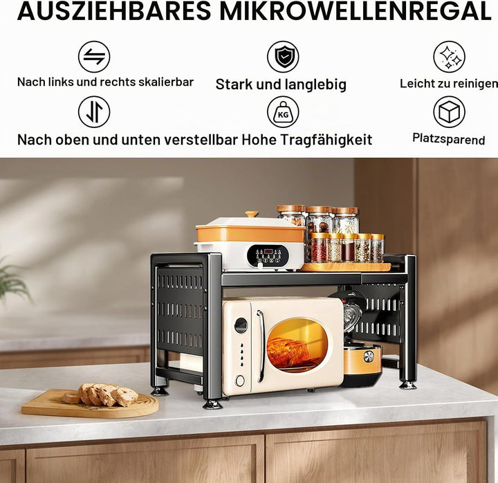 UCAMP Erweiterbares Mikrowellen Regal,Mikrowellenhalter Mikrowellenständer Organizer für Küchenarbei