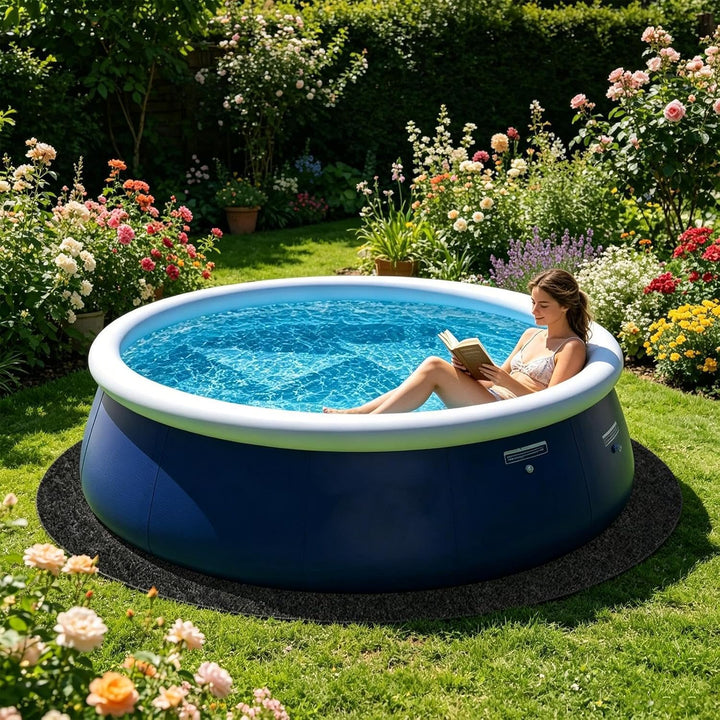 Extra dicke Poolmatte, Poolfolie rund, Schwimmbäder Bodenplane Outdoor Runde Spa Pools Bodenschutz,