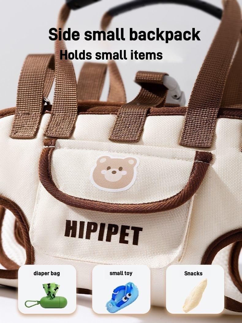 HIPIPET Hundetragerucksack, tragbare Haustier-Umhängetasche mit Leine, für kleine Hunde 1,8-8,2 kg,