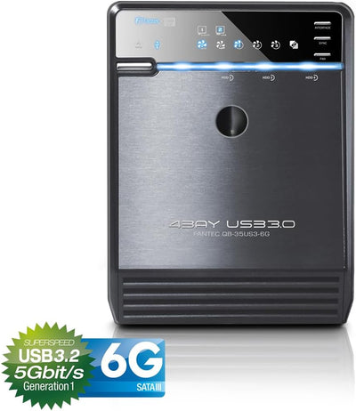 FANTEC QB-35US3-6G Externes 4-fach Festplattengehäuse (für 4x 8, 89 cm (3, 5 Zoll) SATA i/II/III Fes
