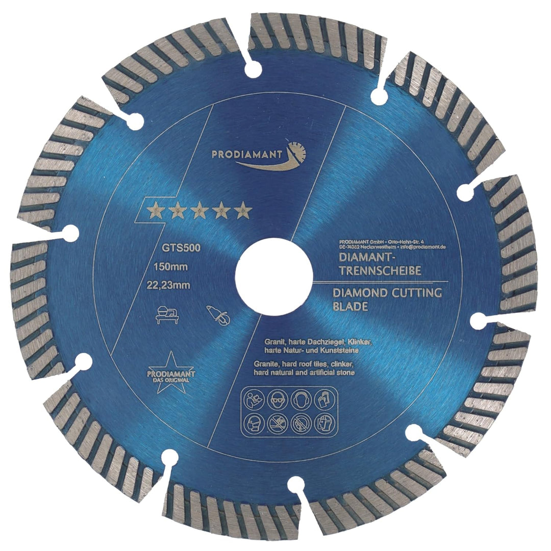 PRODIAMANT Fastcut Highspeed Diamant-Trennscheibe 150 mm x 22,23 mm für sehr harte Baustoffe wie Kal