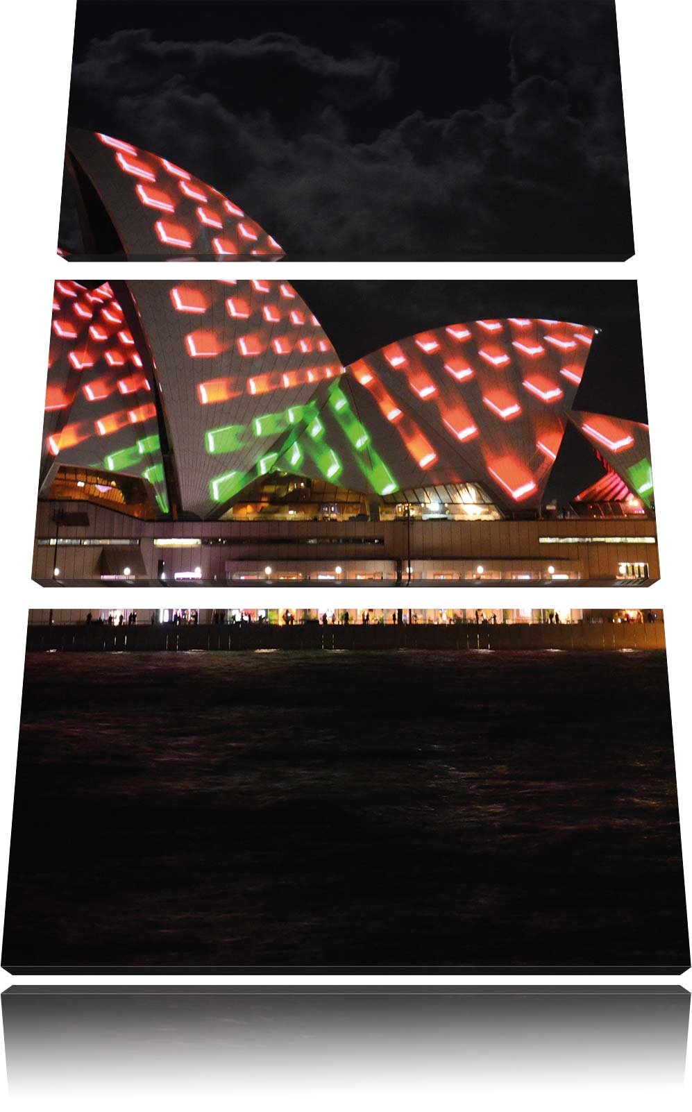 Pixxprint Sydney Opera House bei Nacht als Leinwandbild/Grösse: 3 Teilig (120x80) cm/Wandbild/Kunstd