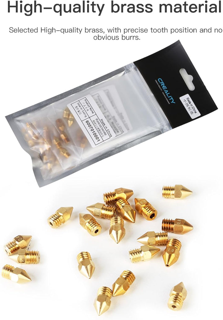 Creality 24PCS Brass Nozzles for Ender 3, 3D Printer Parts 12PCS 0.4mm, 2PCS 0.2mm, 0.3mm, 0.5mm, 0.