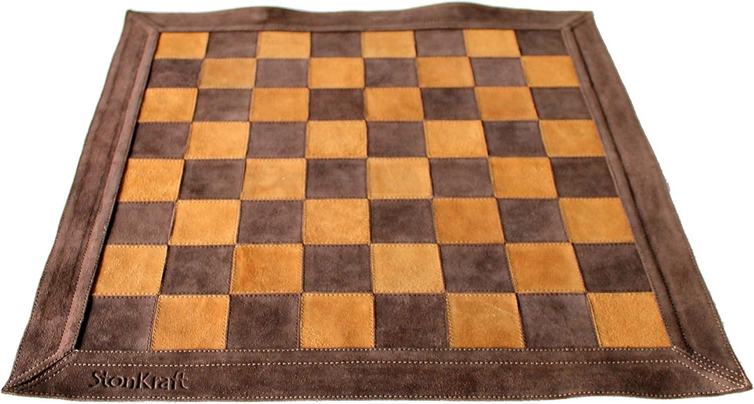 StonKraft 19 "x 19" Echtes Leder Schach - Braune Farbe | Roll-up Schach | Turnier Schach