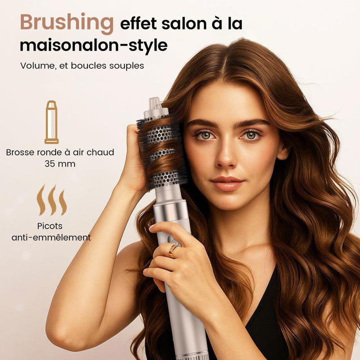 8-in-1 Haartrockner mit Aufsätzen & Warmluftbürste Set – 110.000 U/min Föhn mit 32mm Auto-Air-Wrap L