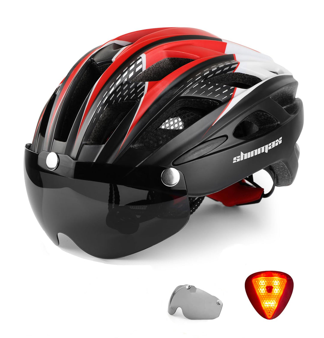 Shinmax Fahrradhelm mit LED-Beleuchtung, Fahrradhelm mit Sicherheitsbeleuchtung, magnetischer Fahrra