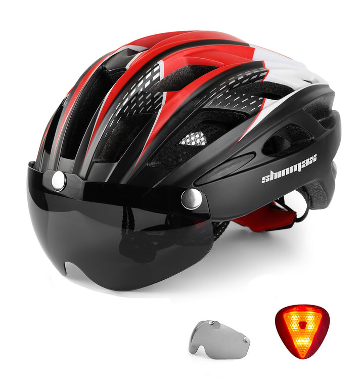 Shinmax Fahrradhelm mit LED-Beleuchtung, Fahrradhelm mit Sicherheitsbeleuchtung, magnetischer Fahrra