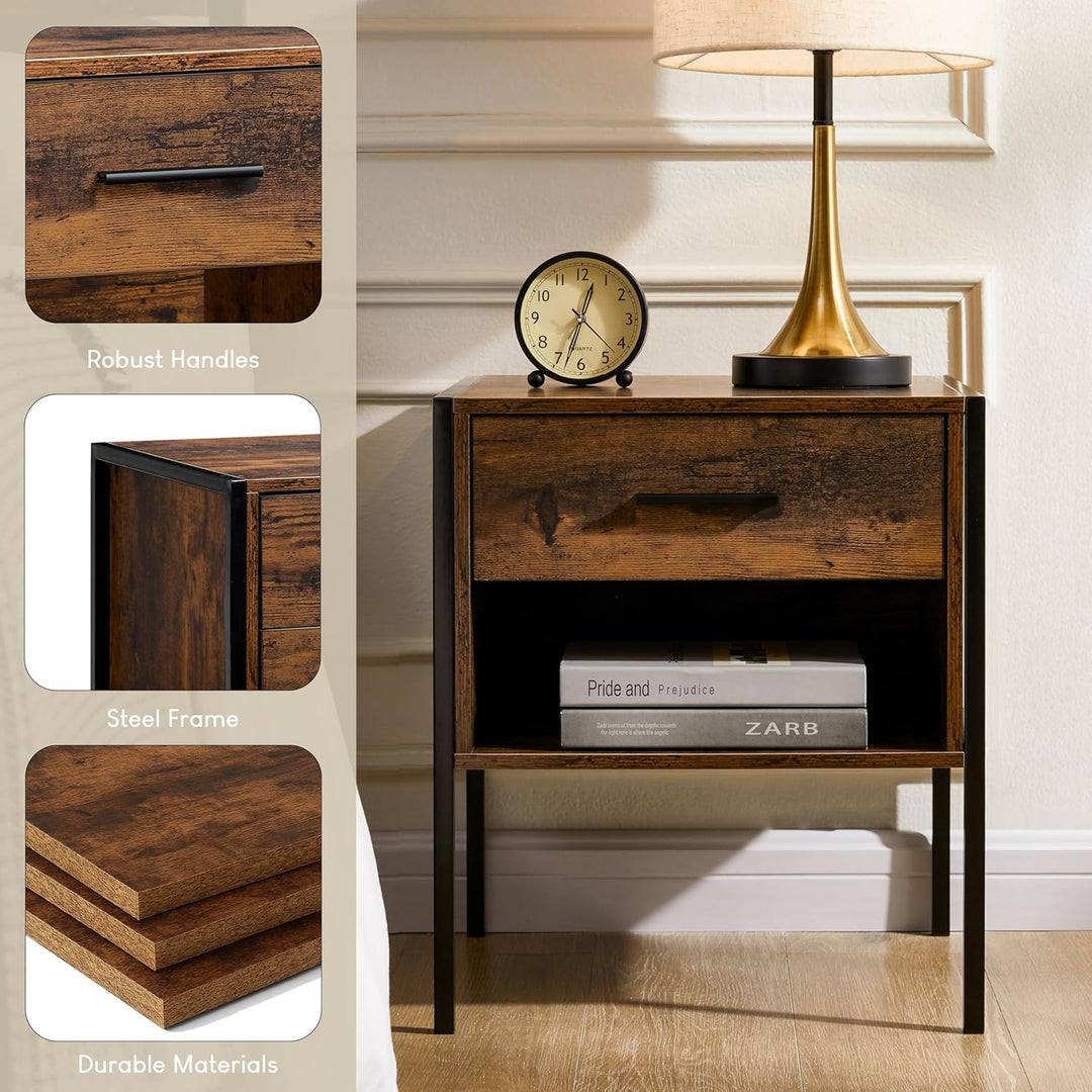 Vida Designs Brooklyn Nachttisch, Dunkles Holz, 1 Drawer Dunkles Holz 1 Drawer, Dunkles Holz 1 Drawe