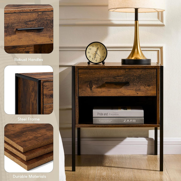 Vida Designs Brooklyn Nachttisch, Dunkles Holz, 1 Drawer Dunkles Holz 1 Drawer, Dunkles Holz 1 Drawe