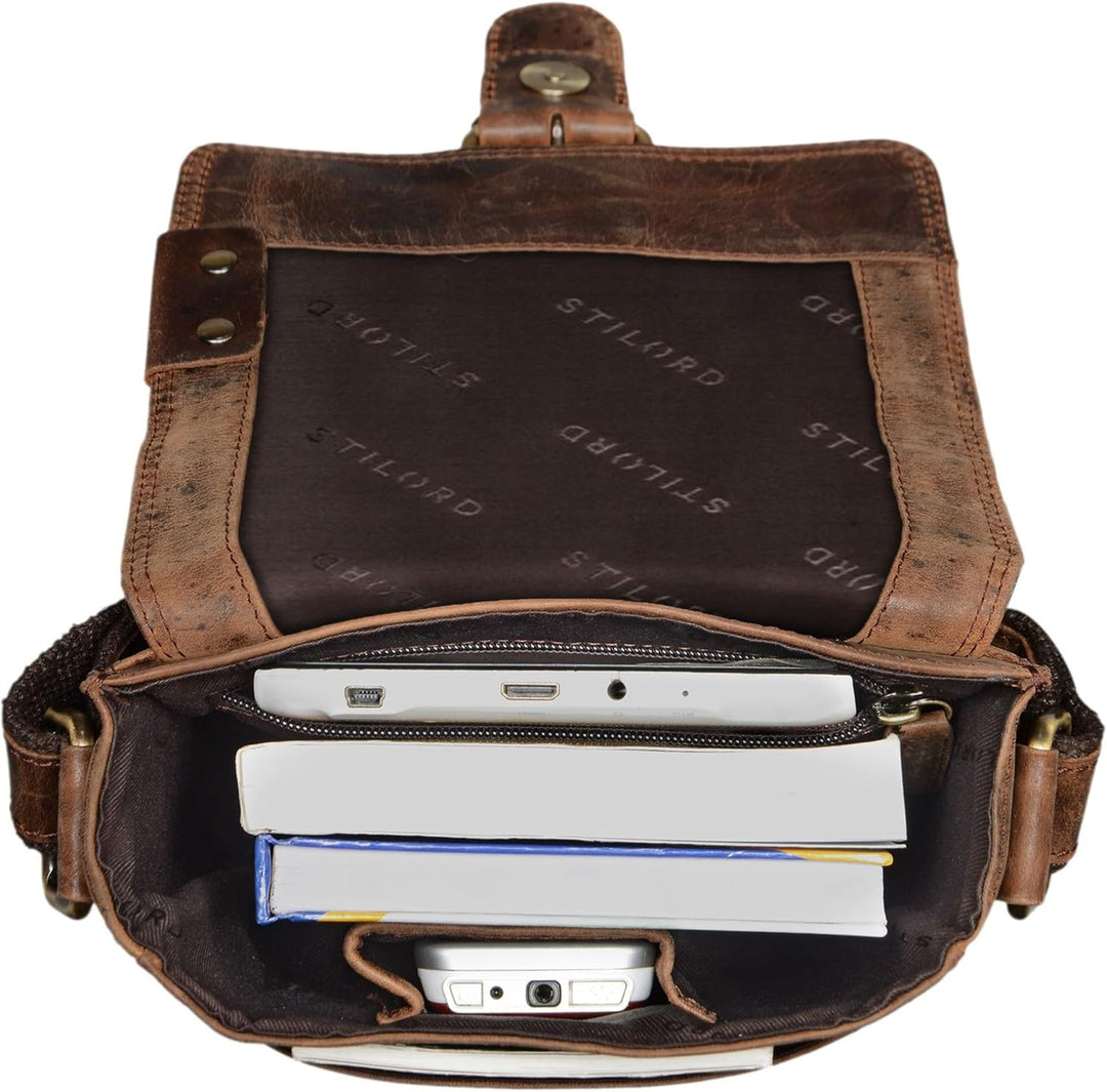 STILORD 'Alessio' Leder Messenger Bag Männer klein Vintage Umhängetasche Herrentasche Tablettasche S