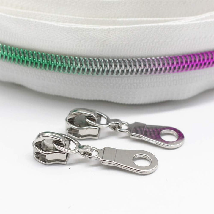 YaHoGa 9 m Regenbogen endlos Reissverschluss Meterware Weisse reissverschluss 6mm-Spirale + 25 Nonlo