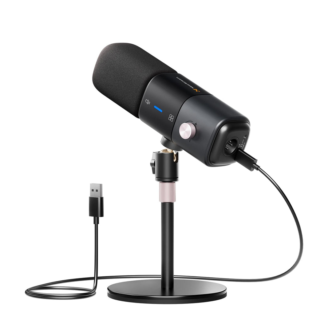 NearStream AM25X USB/XLR Kondensator Mikrofon mit ständer,Podcast Mikrofon Set, EIN-TIPP Stummschalt