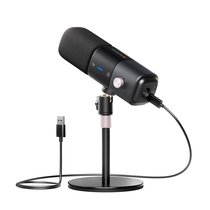 NearStream AM25X USB/XLR Kondensator Mikrofon mit ständer,Podcast Mikrofon Set, EIN-TIPP Stummschalt