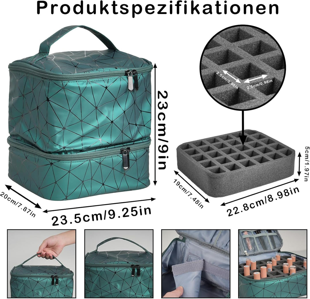 Nagellack Aufbewahrung Organizer Tasche, Nail Polish Organizer mit Fächern, Doppelschicht Nagellack