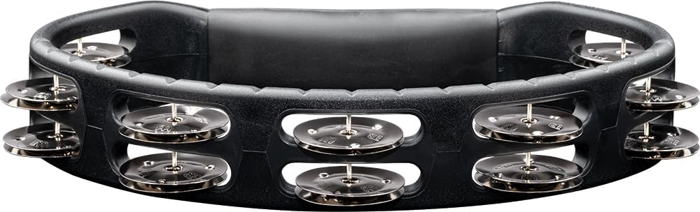 Meinl Percussion HTMT1BK Tambourine (ABS-Plastik) mit vernickelten Stahlschellen (2-reihig) Handmode