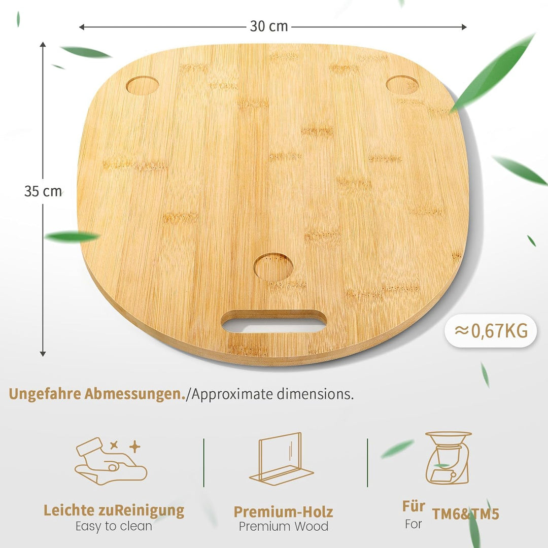 Siegvoll Gleitbrett für Thermomix TM6 TM5 aus Bambus, Schnelles Bewegen Rollbrett für Thermomix Vorw