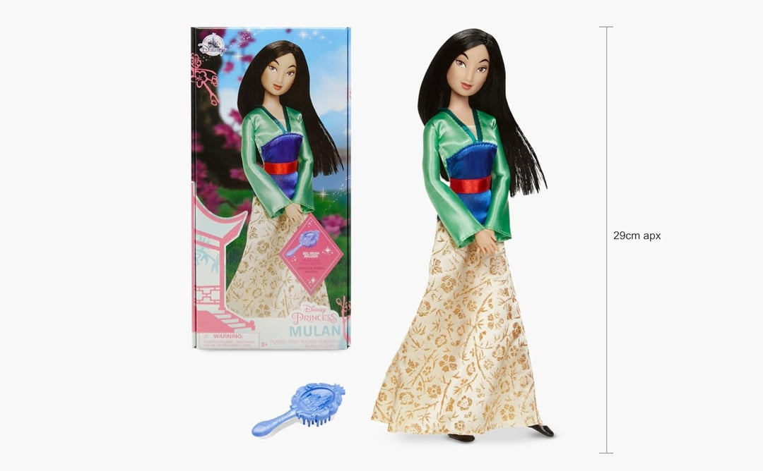 Disney Store Offizielle Mulan-Puppe für Kinder, 29 cm, vollbewegliche Puppe im Satinkleid mit ausgea
